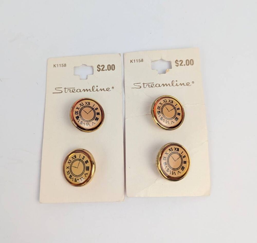 Streamline vintage clock goldtone buttons medium size set of 4